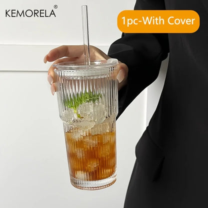 Tasse Transparente avec Paille & Couvercle