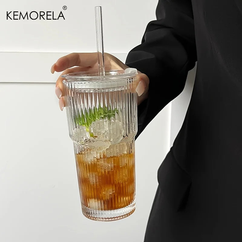 Tasse Transparente avec Paille & Couvercle
